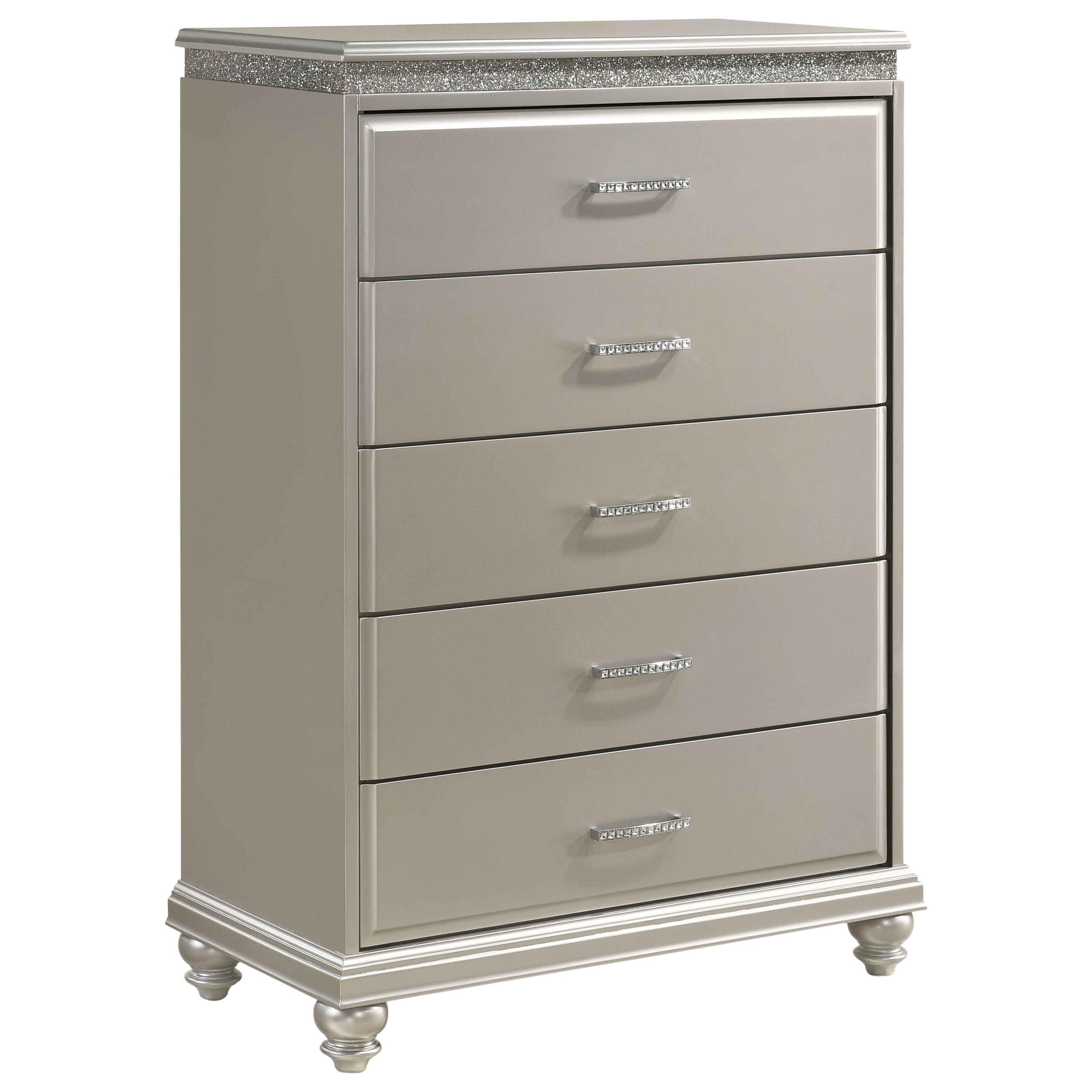 Crown Mark VALIANT Glam Chest of Drawers with Bun Feet Value City