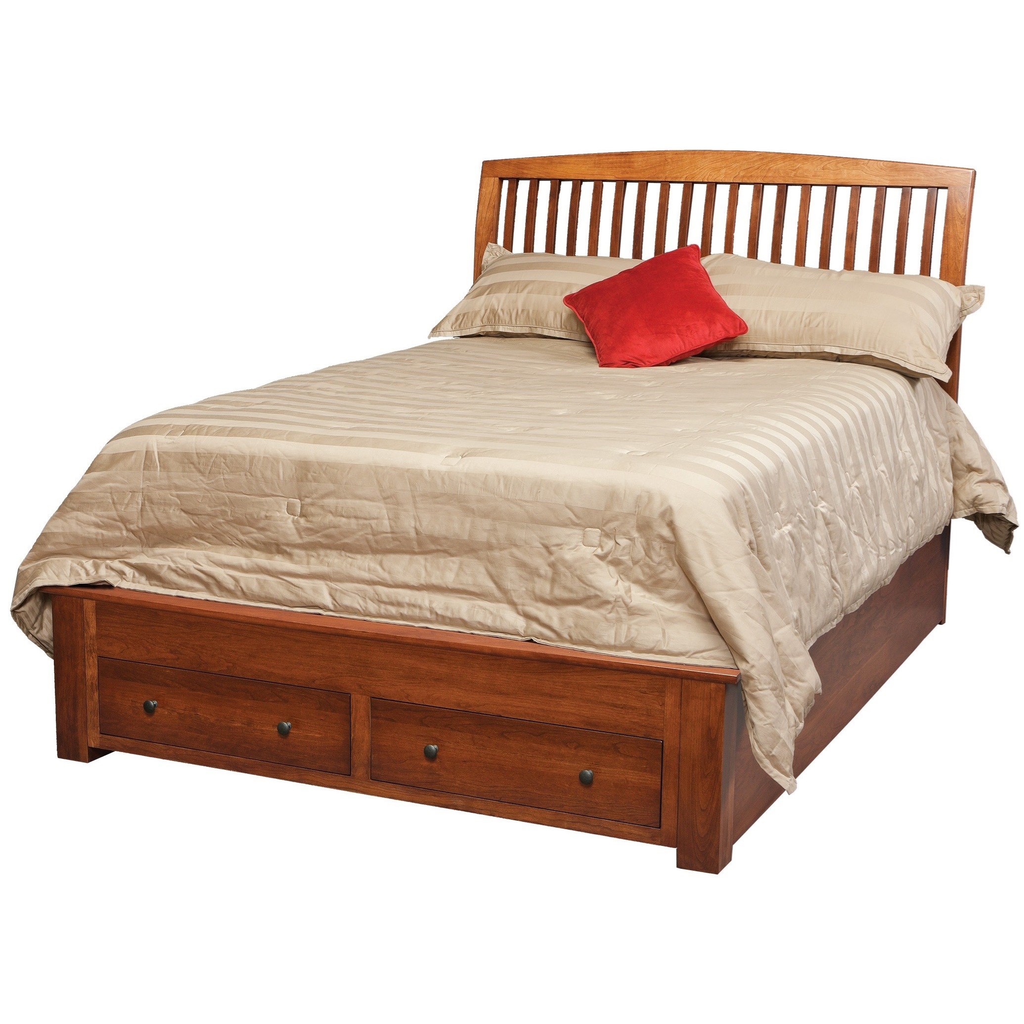 Daniel's Amish Holmes Queen Pedestal Bed with 2 Footboard Drawers VanDrie Home Furnishings