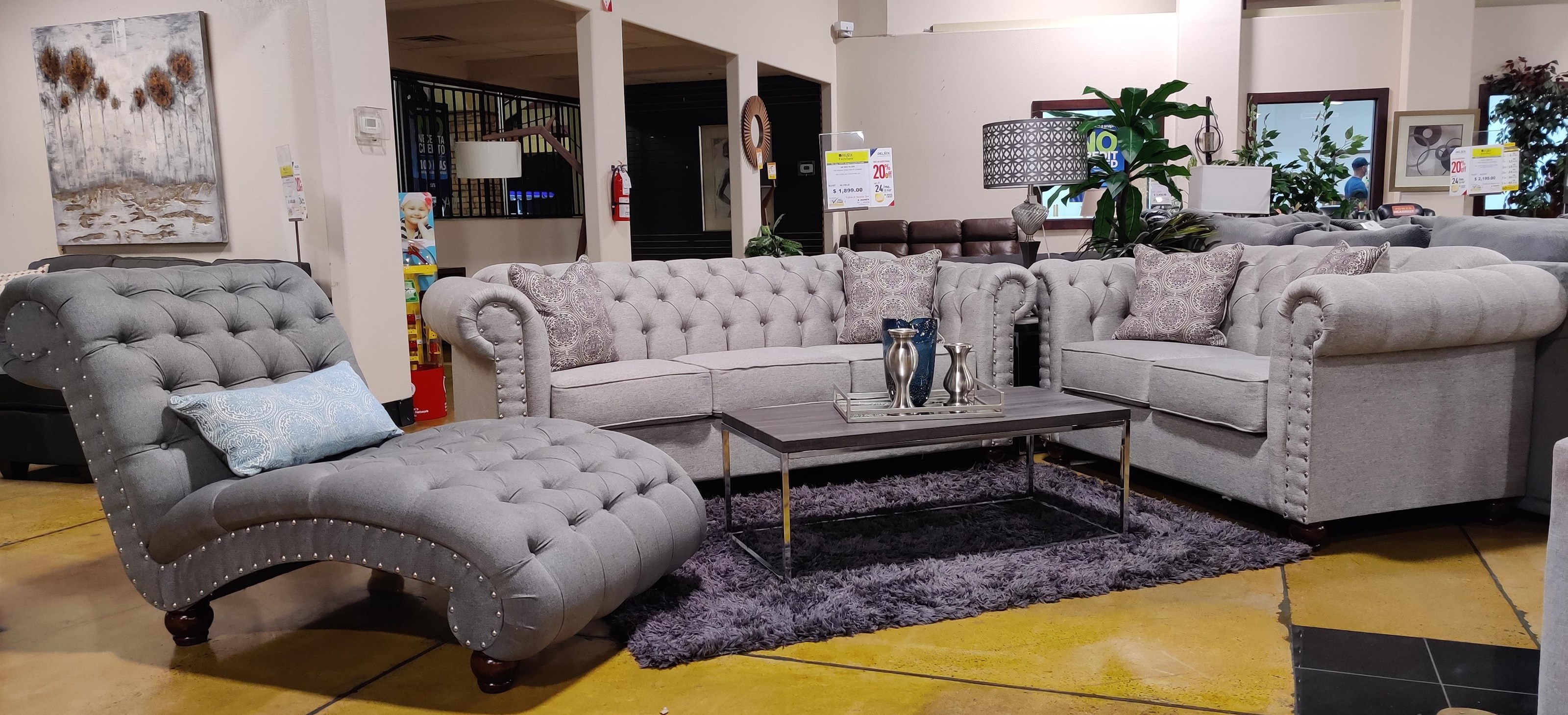 Phoenix Custom Furniture 900 900-3pc-MSS-MC Sofa Love and Chaise | Del ...