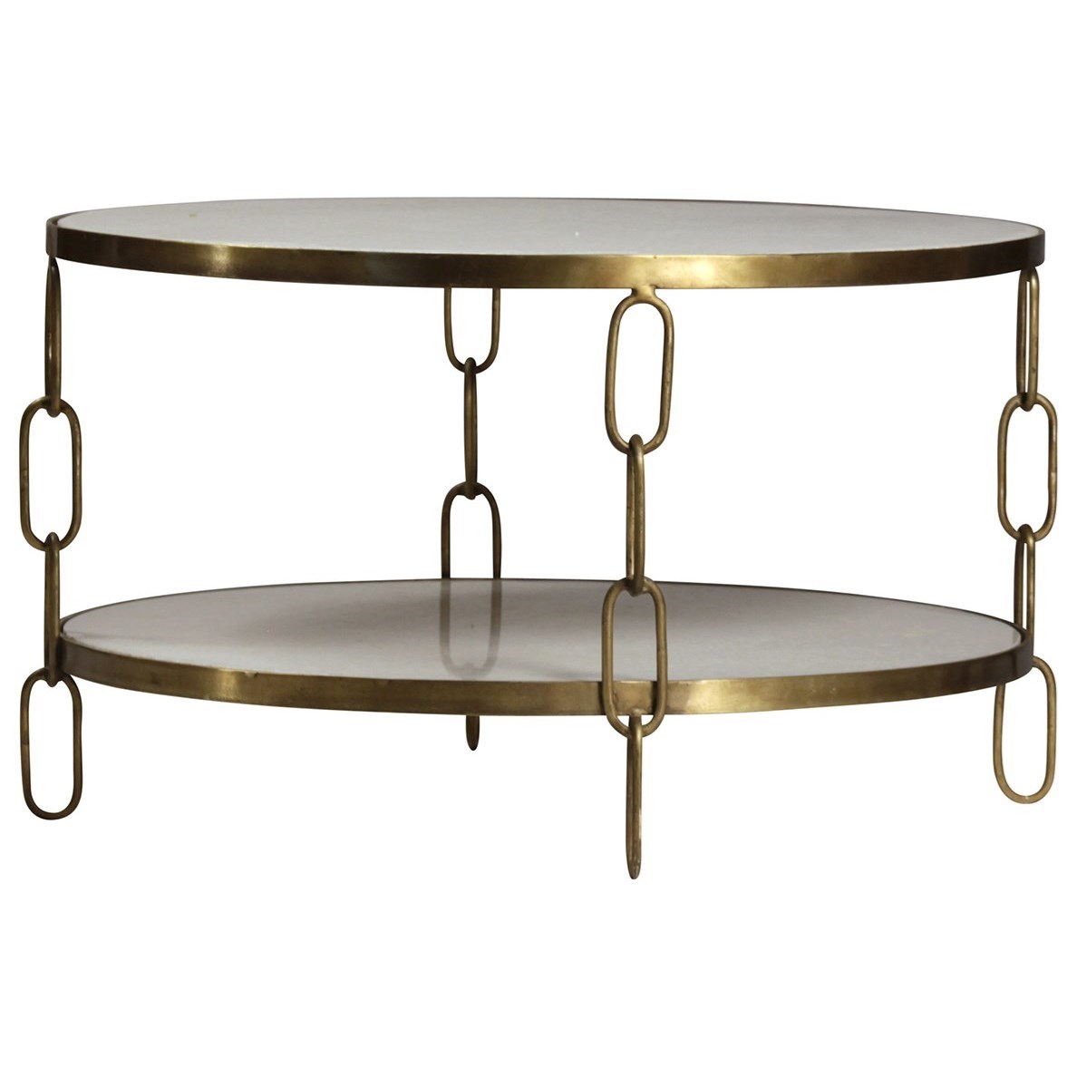 Dovetail Furniture Curzon AN065 Round Coffee Table with Marble Top