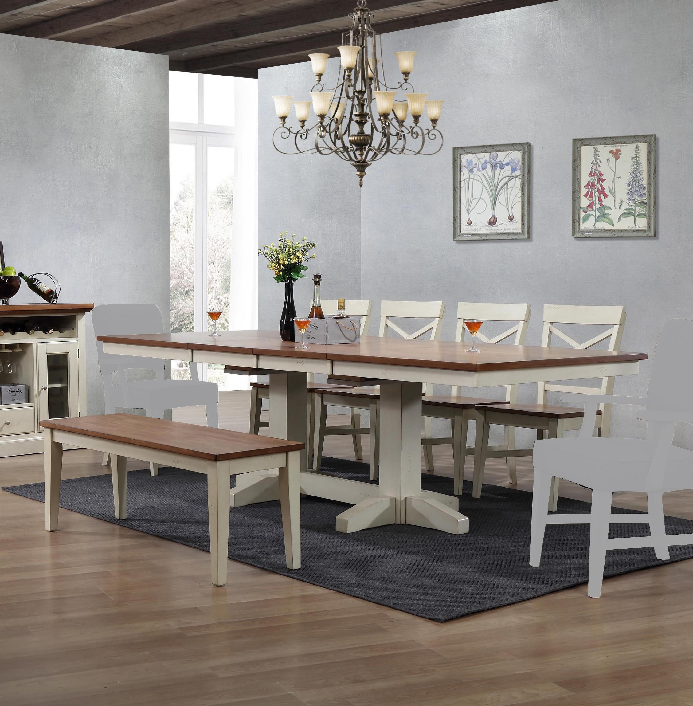 E.C.I. Furniture Bars Trestle Table, 4 XBack Side Chairs, and Bench Johnny Janosik Casual
