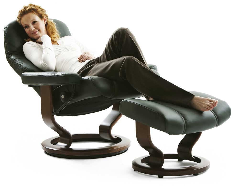 Stressless Consul 1005015 Medium Reclining Chair & Ottoman with Classic