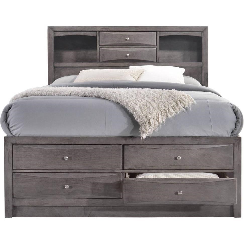 Elements Emily Transitional King Bed with Dovetail Drawers Royal