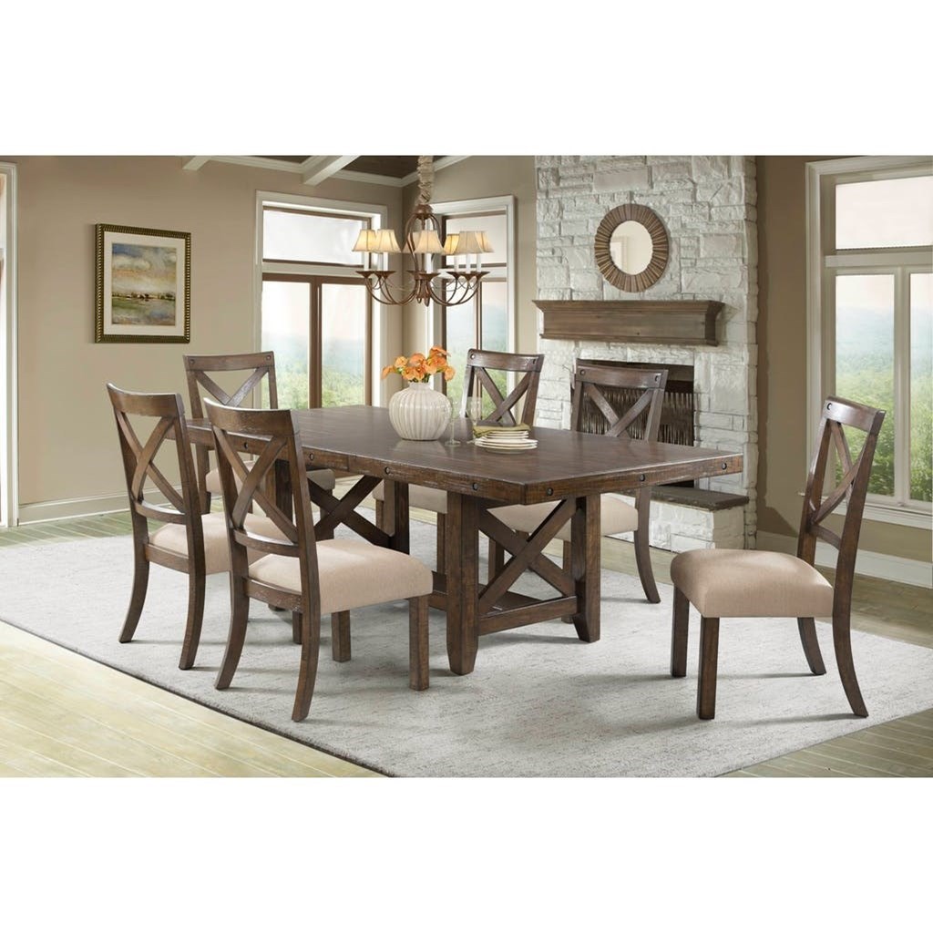 Elements International Franklin Rustic Seven Piece Dining Set