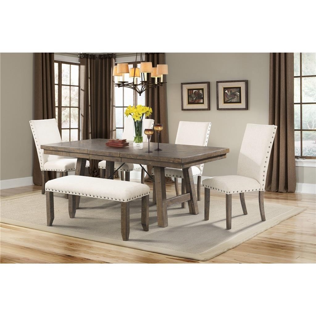 Elements Jax Rustic Dining Set with Bench Royal Furniture Table