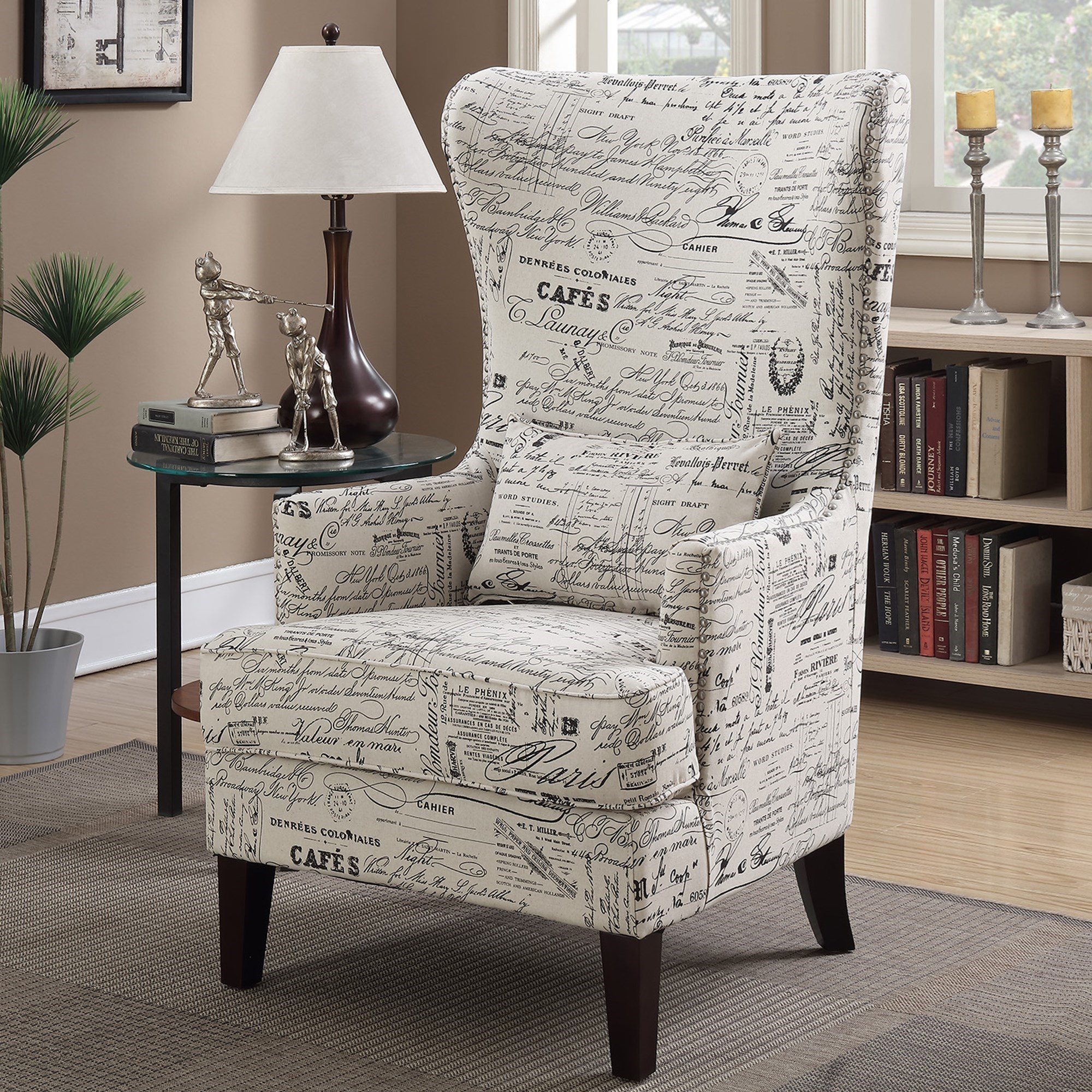 Elements Kori Transitional Accent Chair with Nailhead Trim Royal