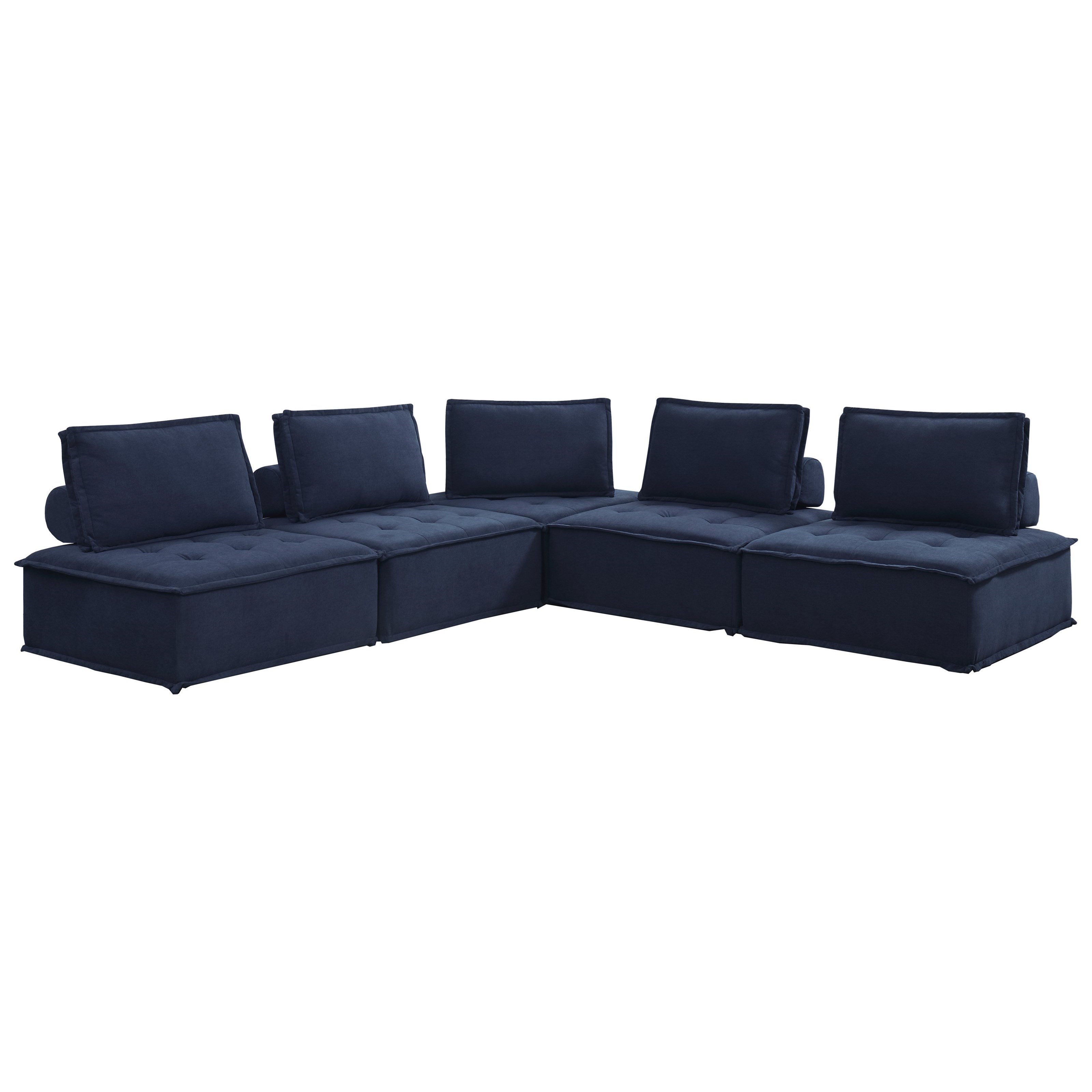 Elements International Paxton Modern Five Piece Modular Sectional Sofa with Loose Back Pillows