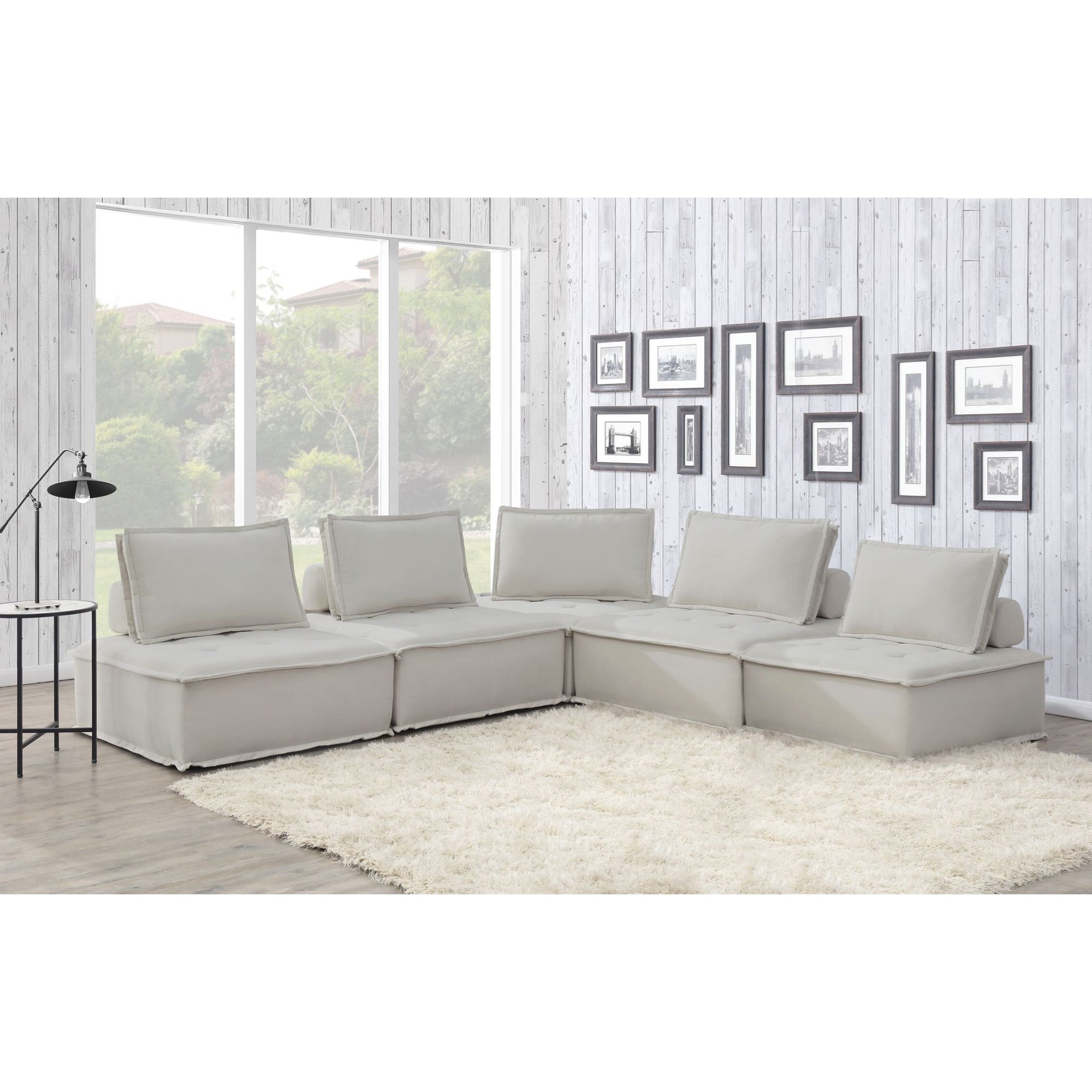 Elements International Paxton Modern Five Piece Modular Sectional Sofa