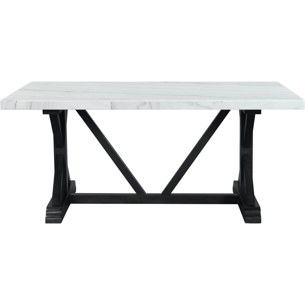 Elements International Tuscany Transitional Marble Dining Table with