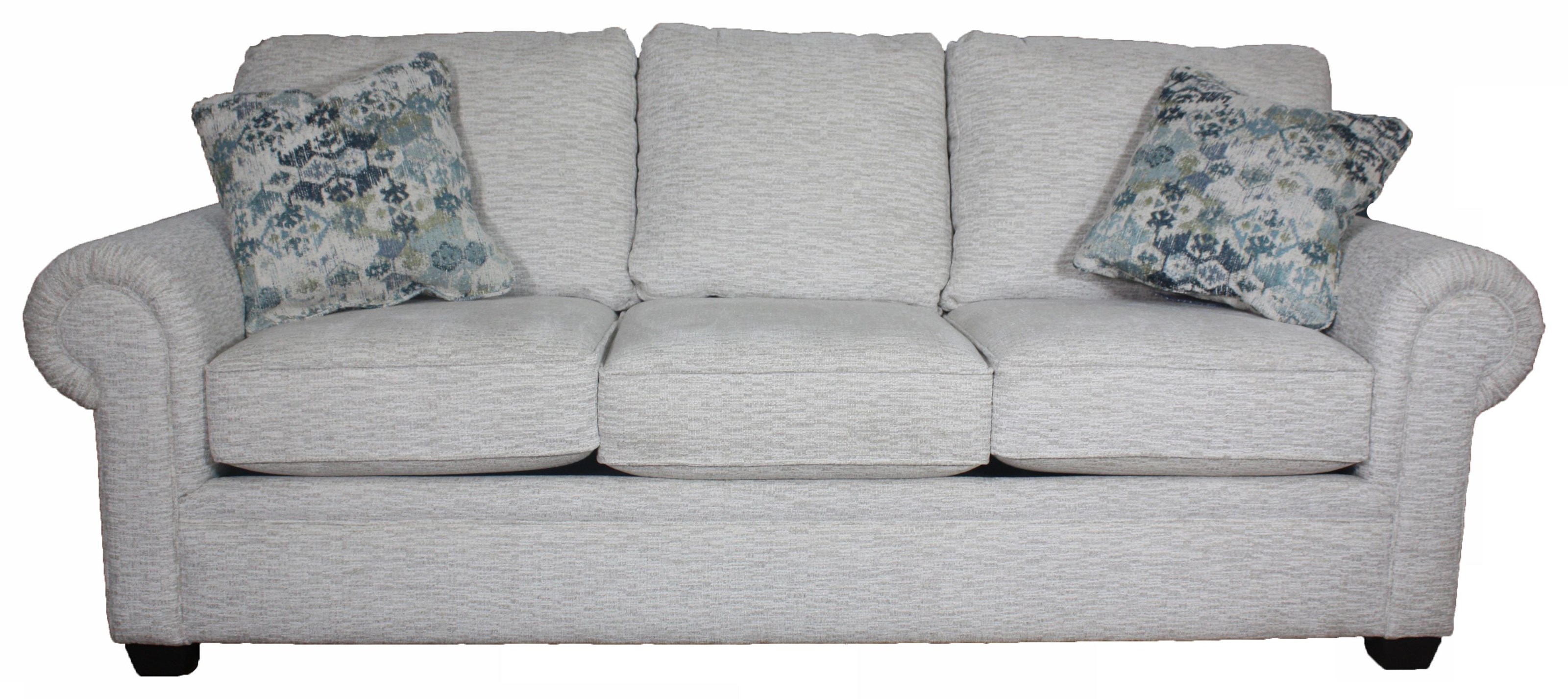 England Brett 2255LIVWHI Rolled Arm Sofa with Exposed Block Legs