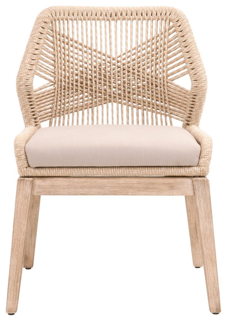 Essentials for Living Woven LOOM ARM CHAIR Sand Rope, Light Gray, Natural Gray Mahogany