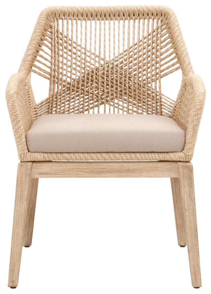 Essentials for Living Wicker LOOM ARM CHAIR Sand Rope, Light Gray
