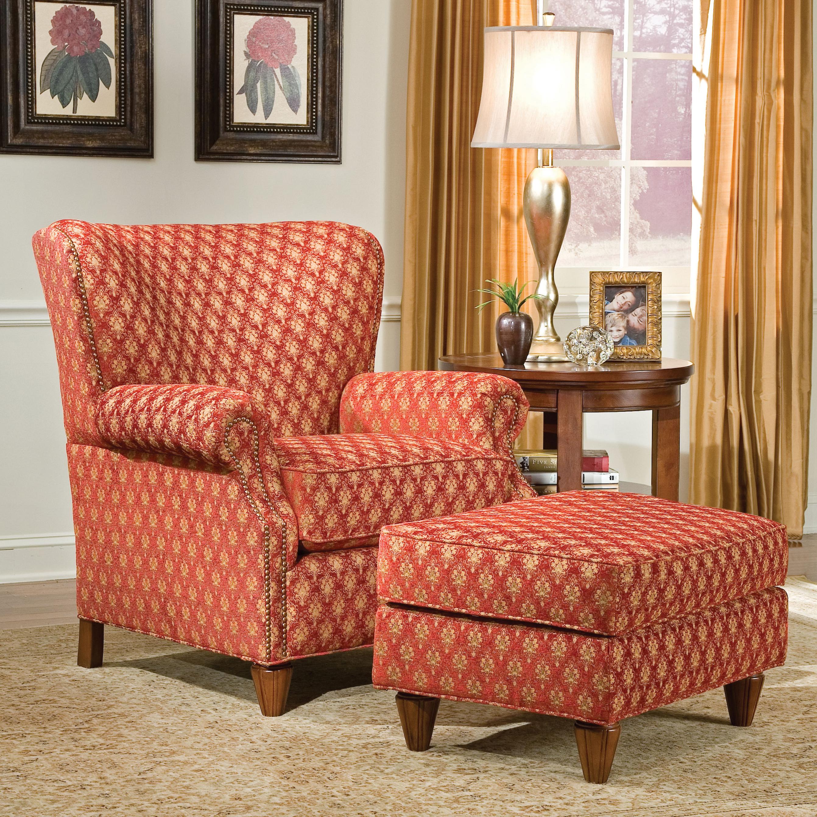 Fairfield 1403 Upholstered Wing Lounge Chair with Tapered Legs