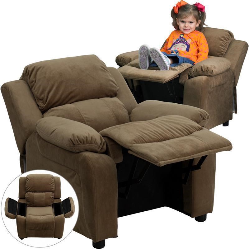 Flash Furniture Kids Recliner with 2 Storage Arms BT7985KIDMICBRN