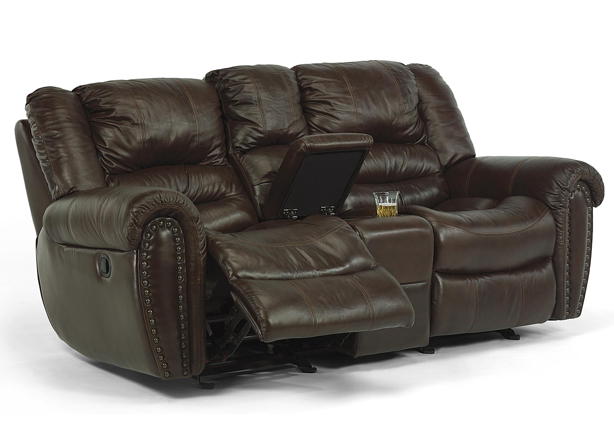 Flexsteel Latitudes Crosstown Power Reclining Loveseat with Console and Pillow Arms Johnny