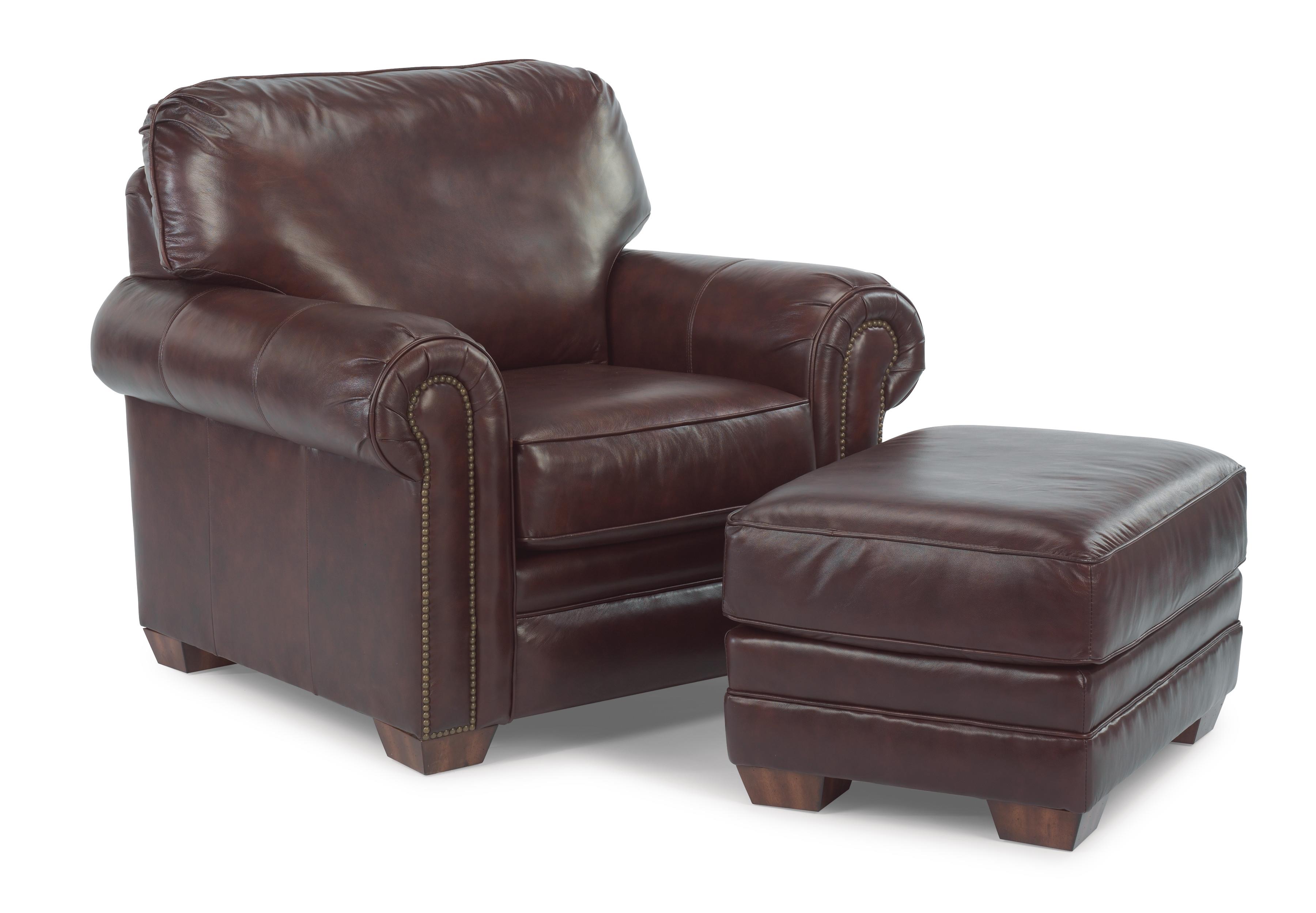 Flexsteel Harrison Upholstered Chair and Ottoman Fashion Furniture Chair & Ottoman Sets