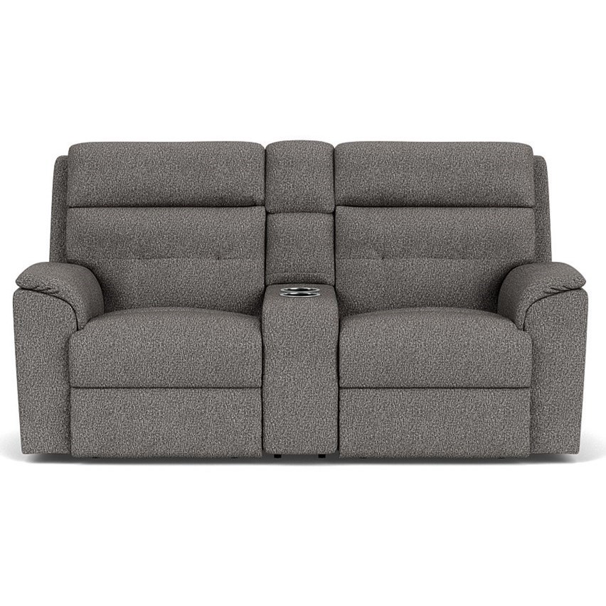Flexsteel Mason Power Recl. Loveseat with Console and Tufted Back