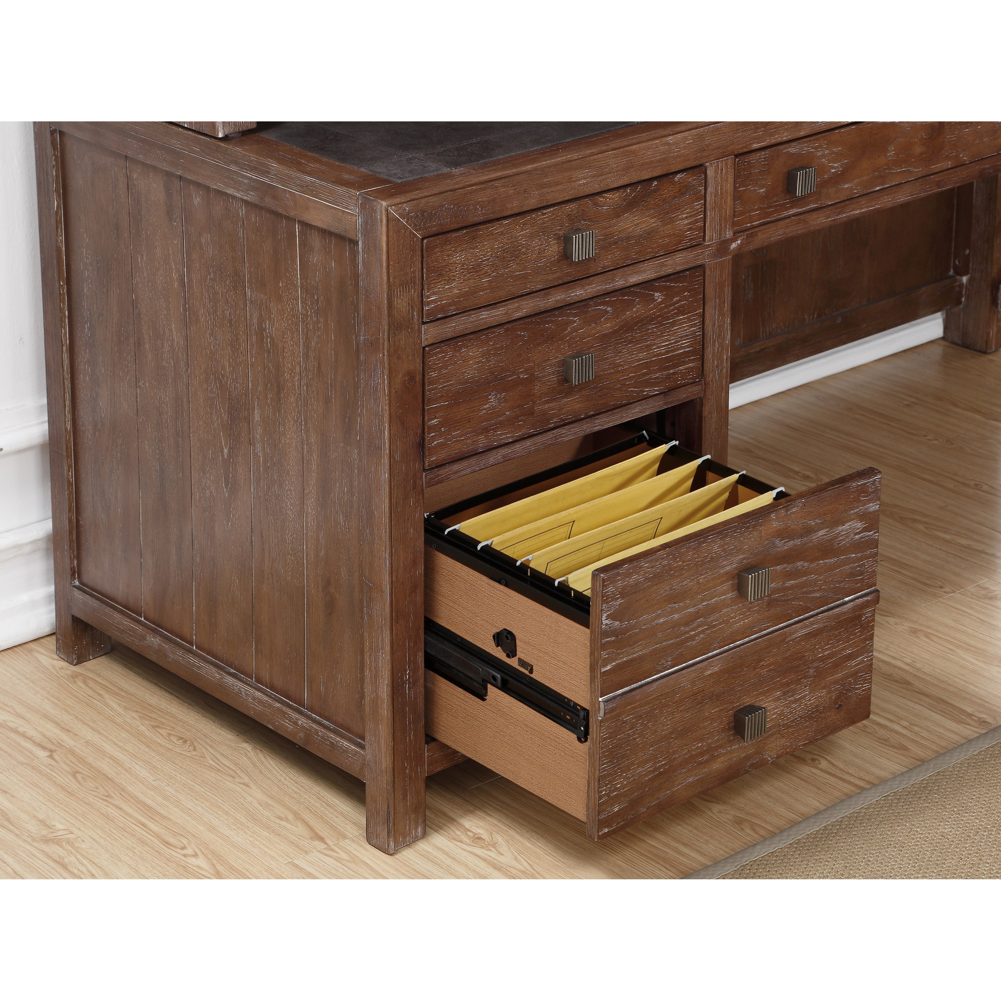 Flexsteel Wynwood Collection Hampton Home Office Group Rustic LShaped Desk and Hutch with