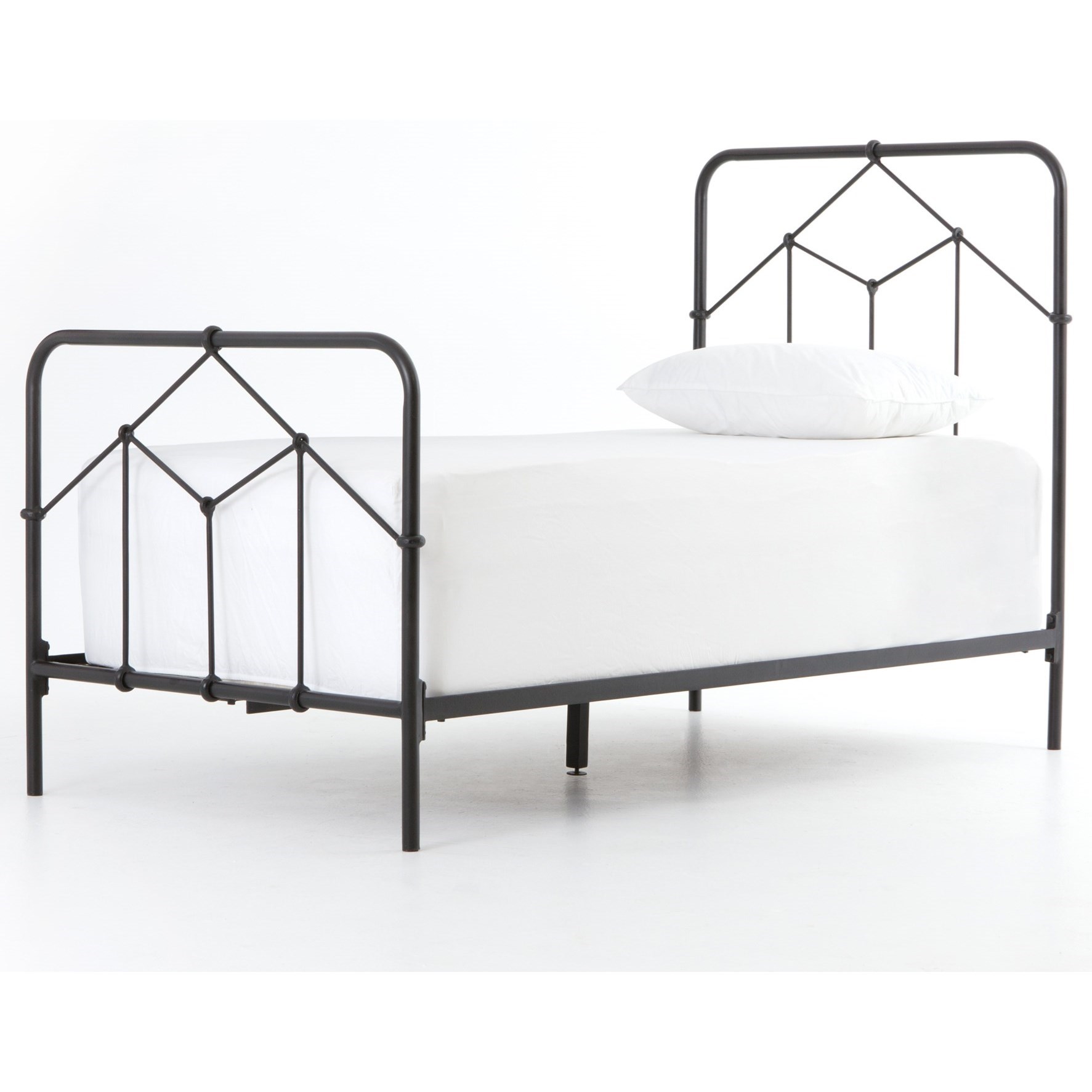 Four Hands Primitive Casey Twin Bed with Iron Head and Footboard