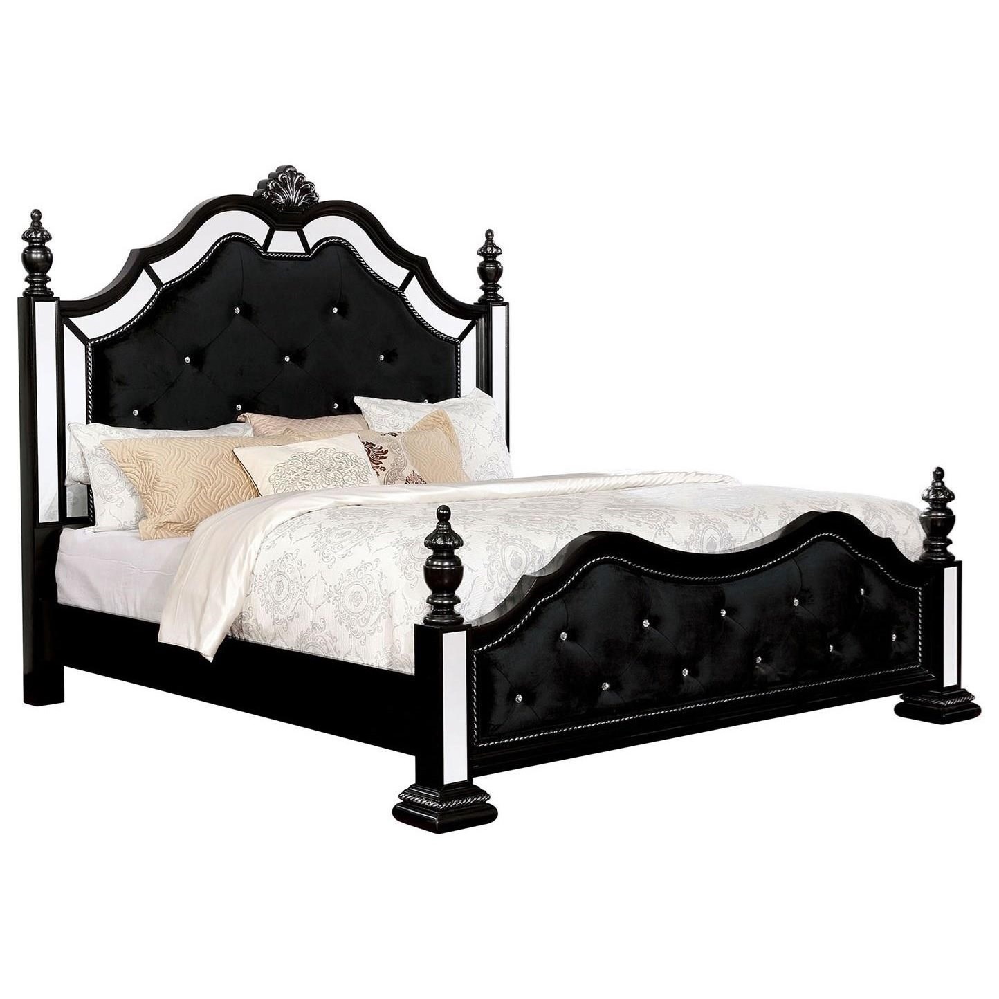 Furniture of America Azha California King Poster Bed with Upholstered