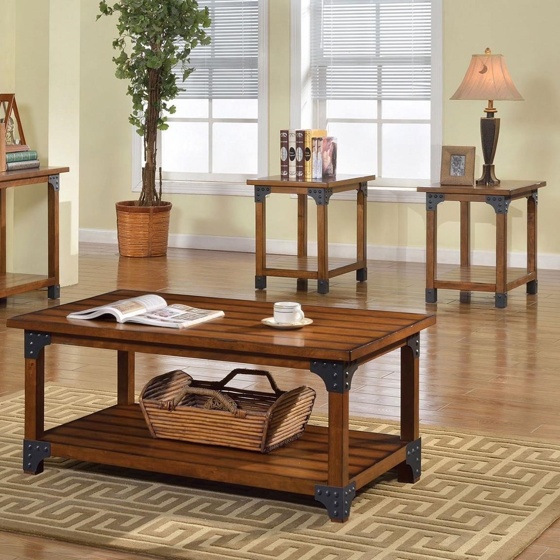 Furniture of America Bozeman CM41023PK Industrial 3 Pc. Table Set