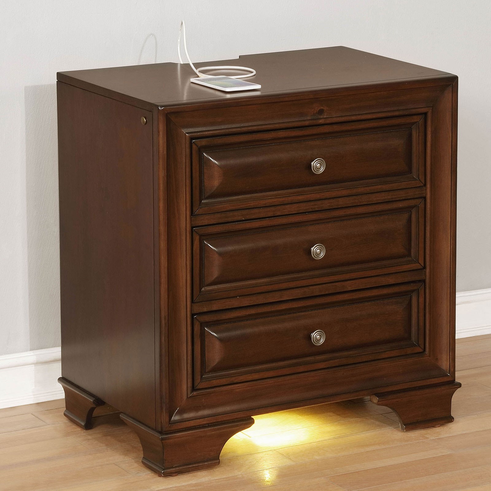 Furniture of America Brandt CM7302CHN Transitional 3 Drawer Nightstand