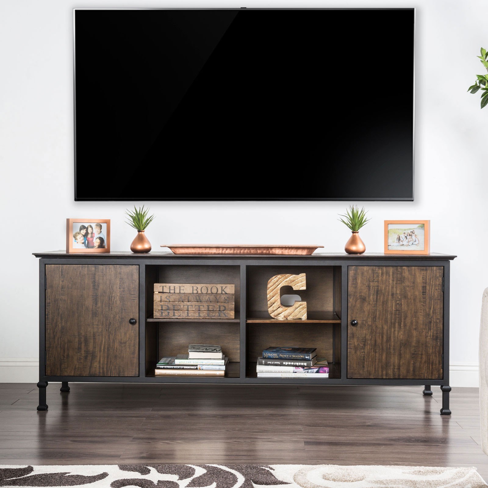 Furniture of America Broadland 72" TV Stand with Metal Frame and Rear