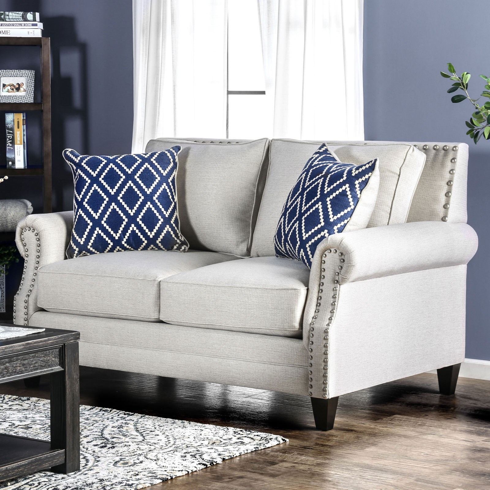 Furniture of America Giovanni Transitional Love Seat with Nailhead Trim Dream Home Interiors