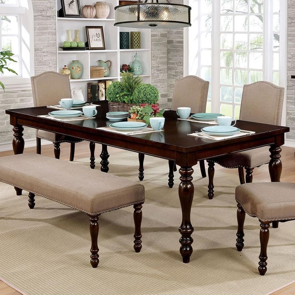 Furniture of America Hurdsfield Transitional Dining Table with 1 Table