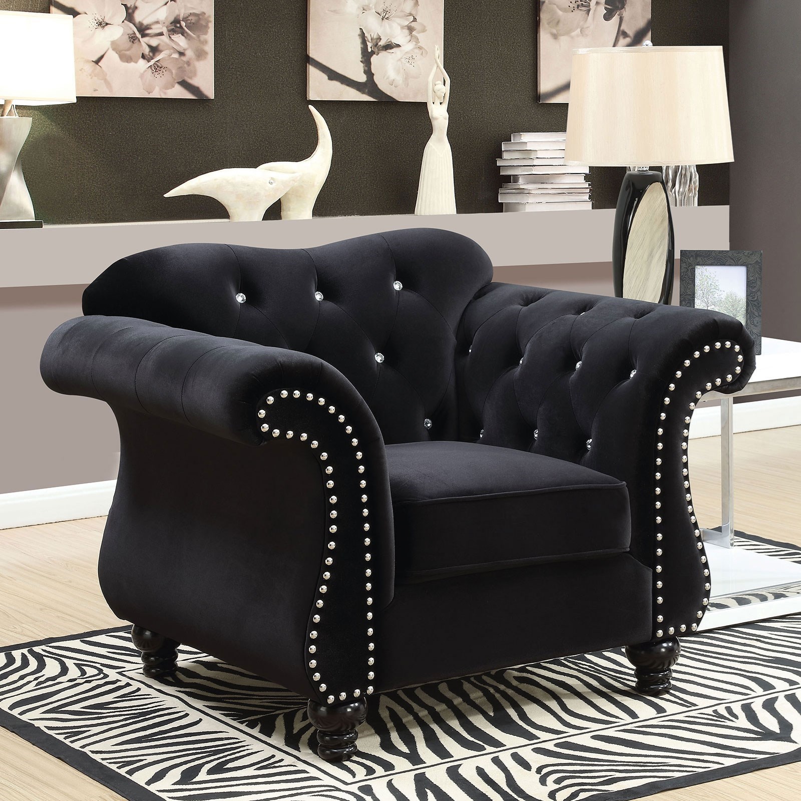 Furniture of America Jolanda Chair with Tufted Back and Nailhead Trim