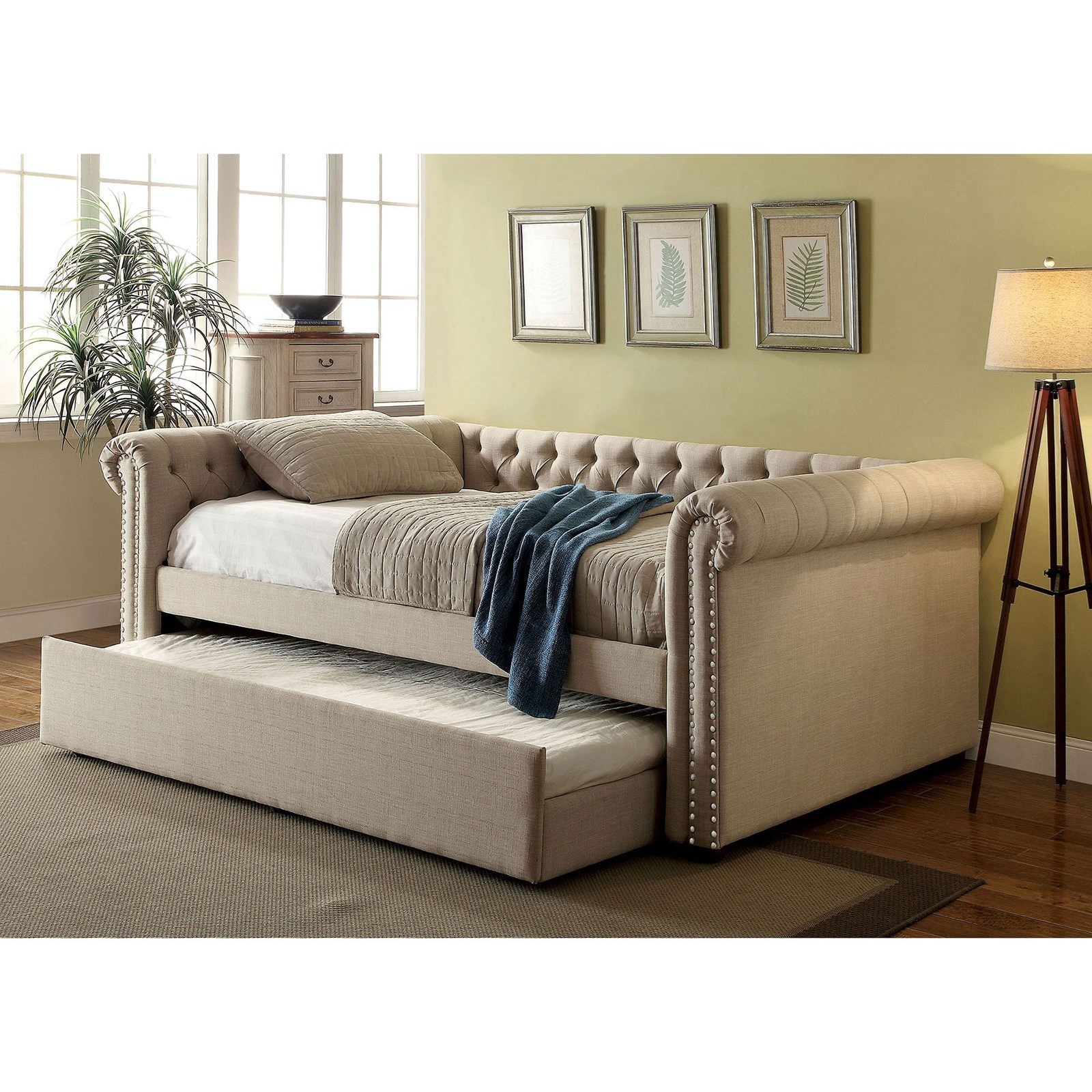 Furniture of America Leanna Transitional Tufted Full Size Daybed with Trundle Value City