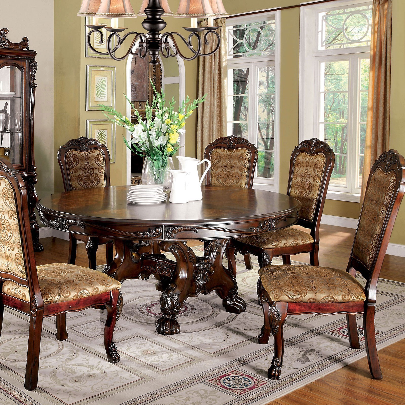 Furniture of America Medieve CM3557CHRTTABLE Traditional Round Dining