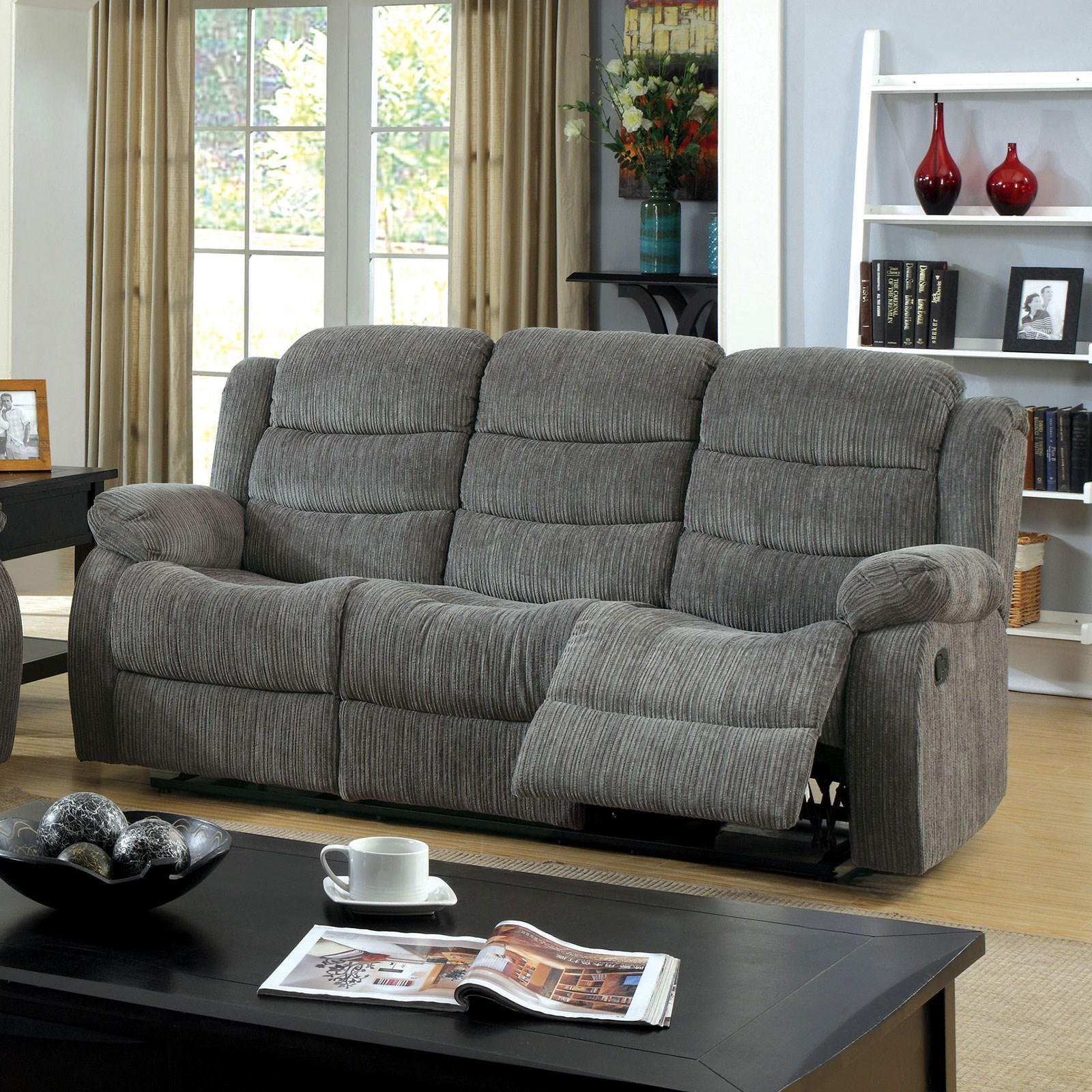 Furniture of America Millville Reclining Sofa with Pillow Arms Dream