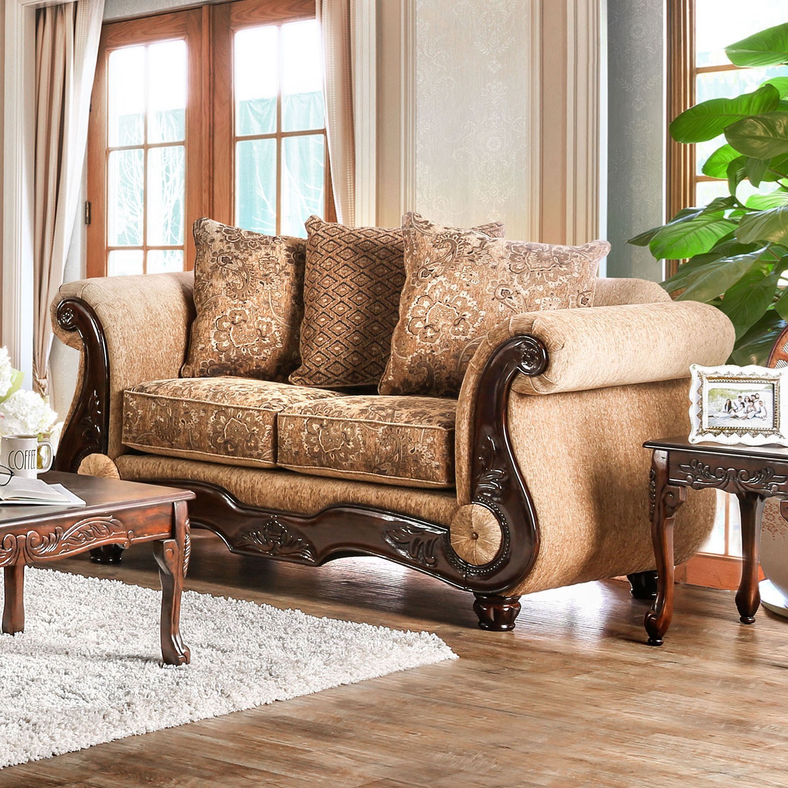 Furniture of America Nicanor SM6407LV Traditional Love Seat with