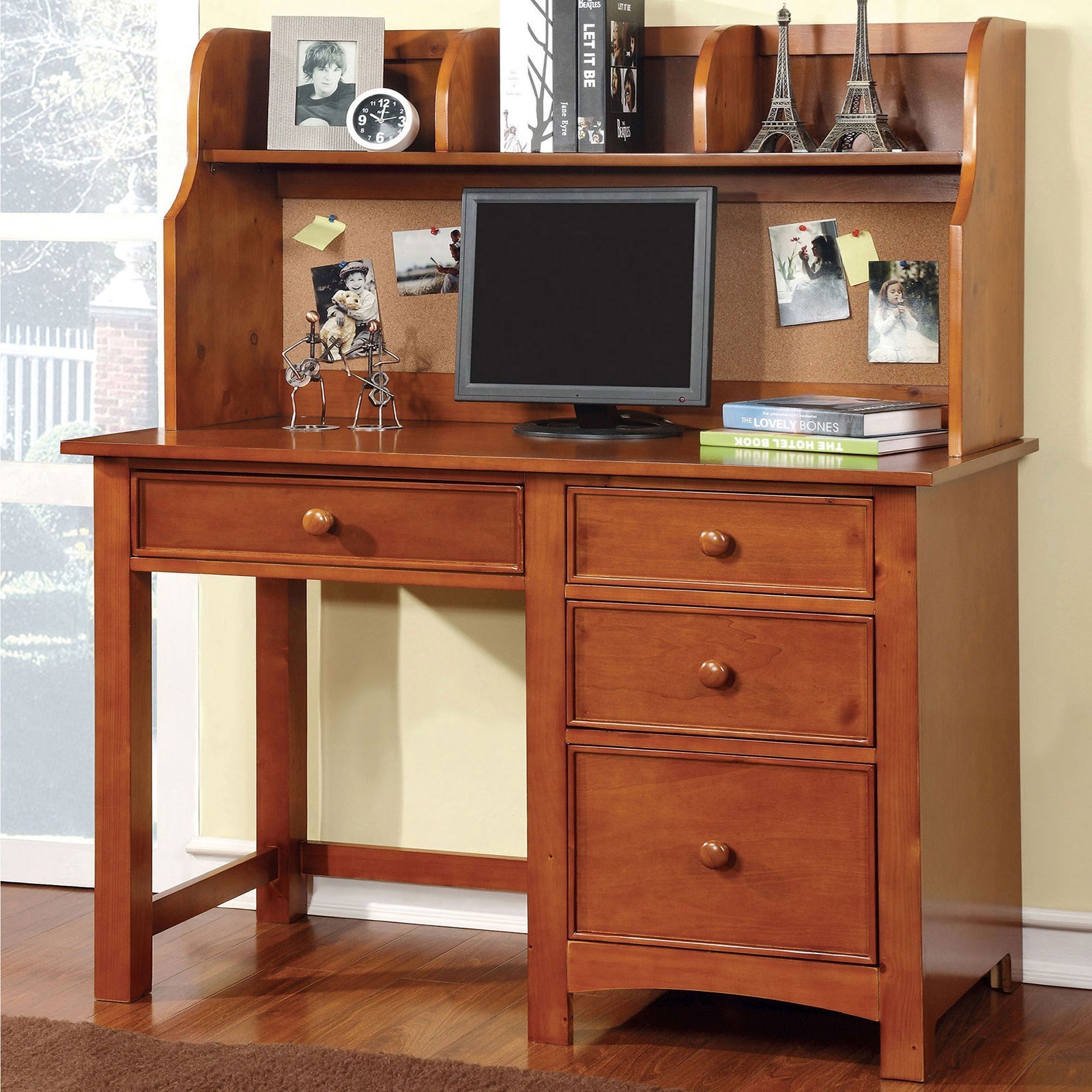Omnus Transitional Desk and Hutch with BuiltIn Corkboard Household Furniture Desk Desk