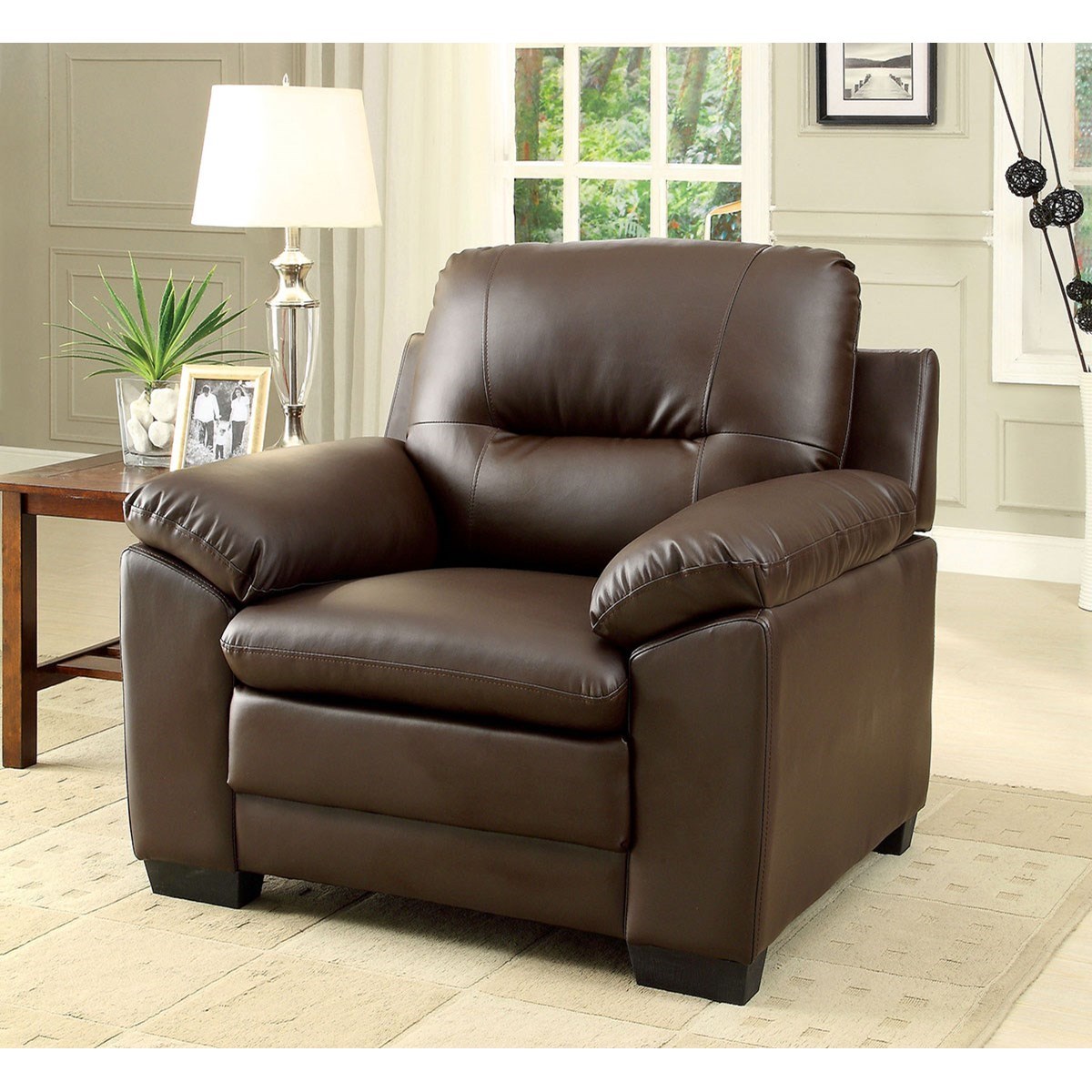 Furniture of America Parma CM6324BRCH Casual Pillow Arm Chair Corner