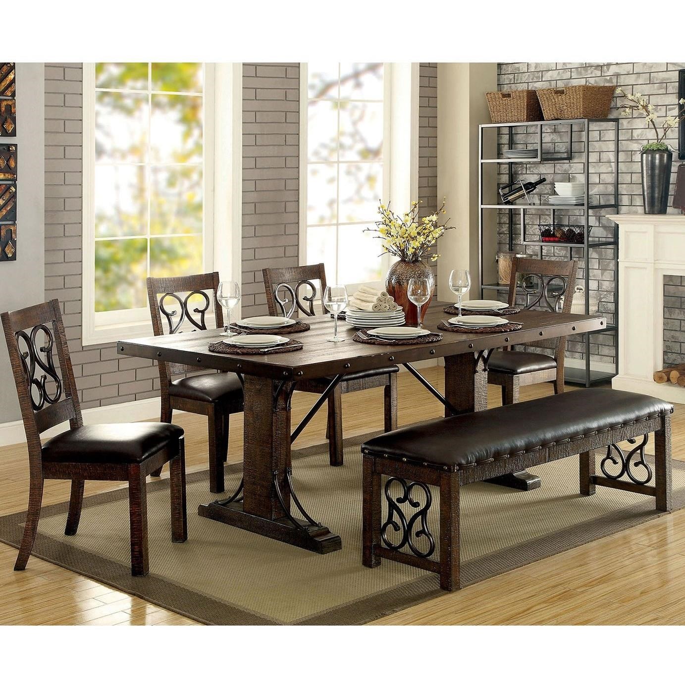 Furniture of America Paulina CM3465T6PC Traditional Dining Set with