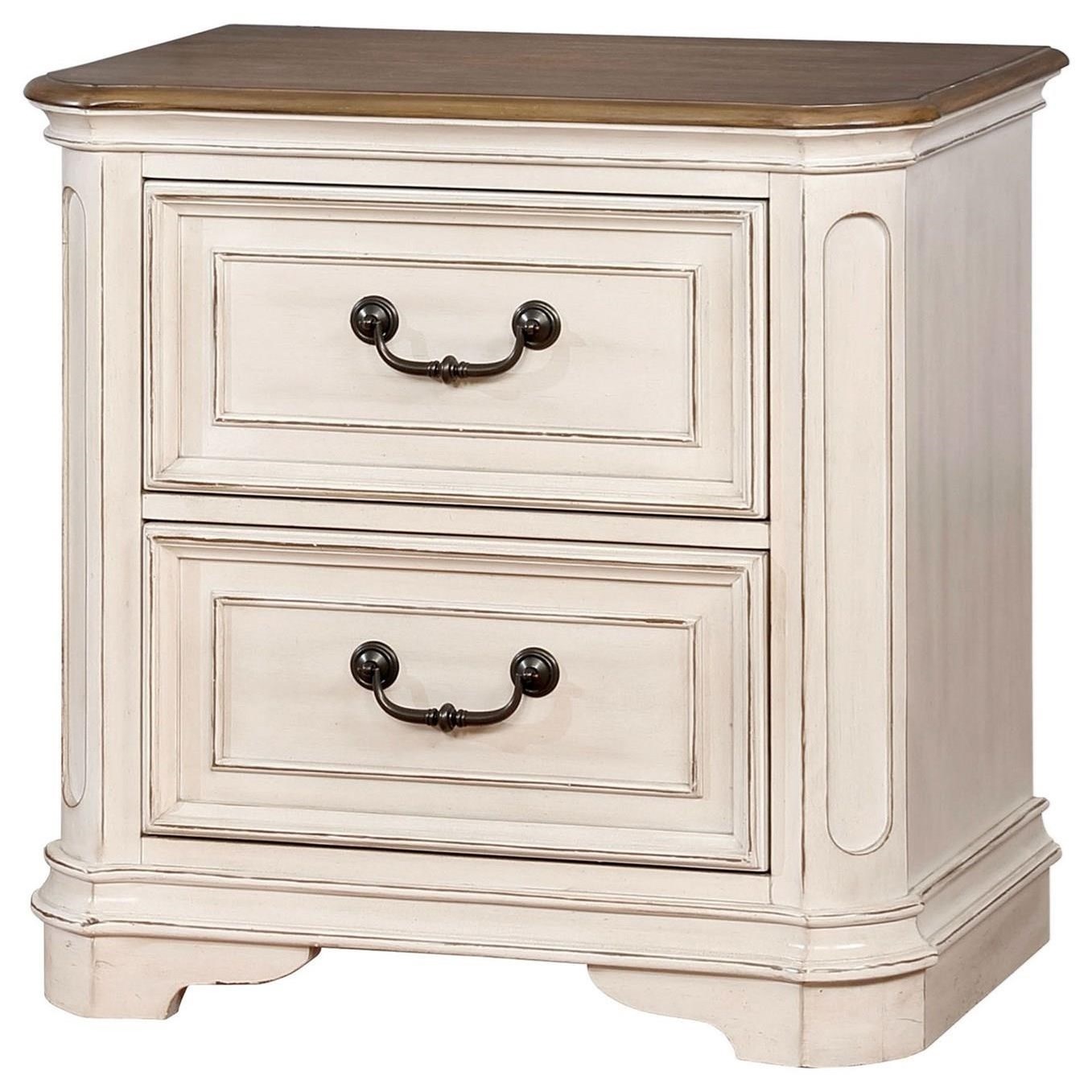 Furniture of America Pembroke Traditional White 2Drawer Nightstand