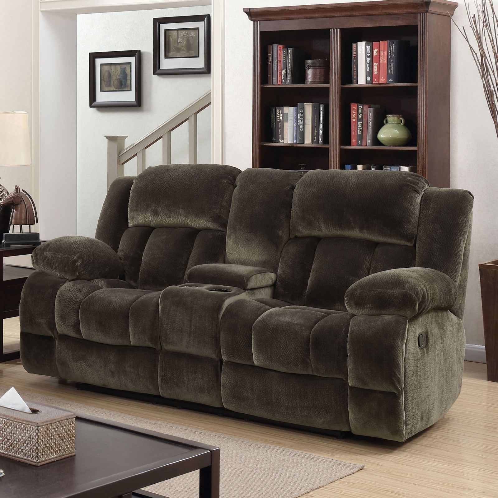 Sadhbh Reclining Loveseat with Storage Console Household Furniture