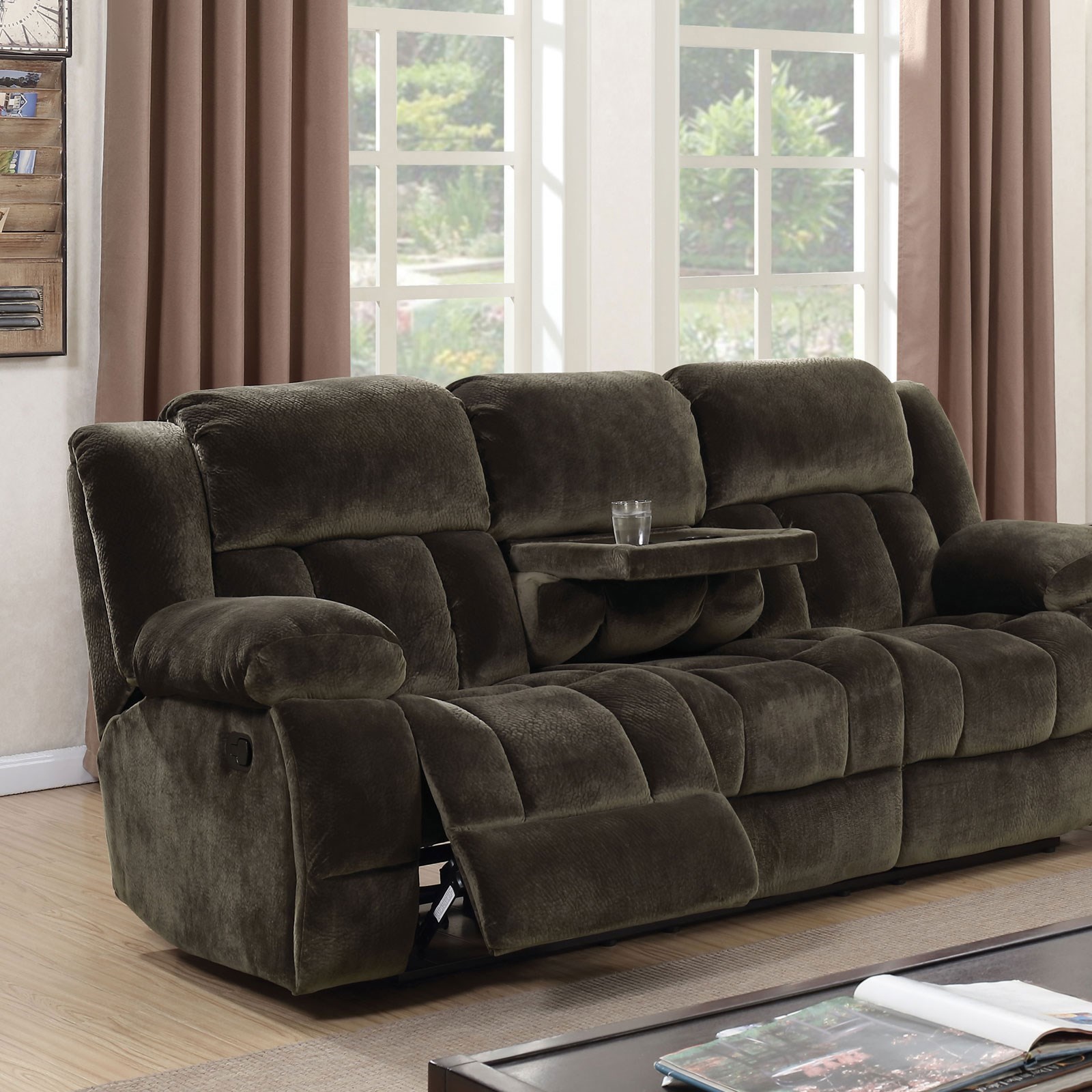 Sadhbh Reclining Sofa with Drop Down Table Household Furniture Uph