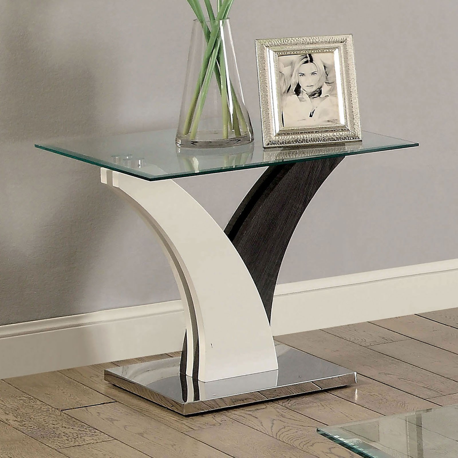 Furniture of America Sloane CM4244ETABLE Square Glass Top End Table
