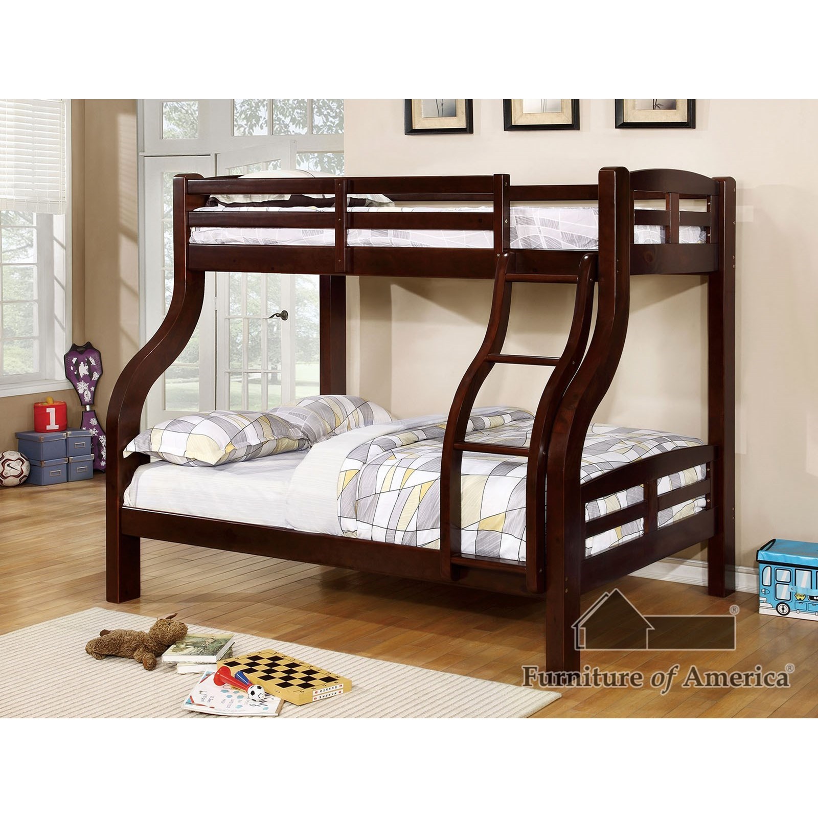 Furniture of America Solpine Casual Youth Bedroom Twin Over Full Bunk