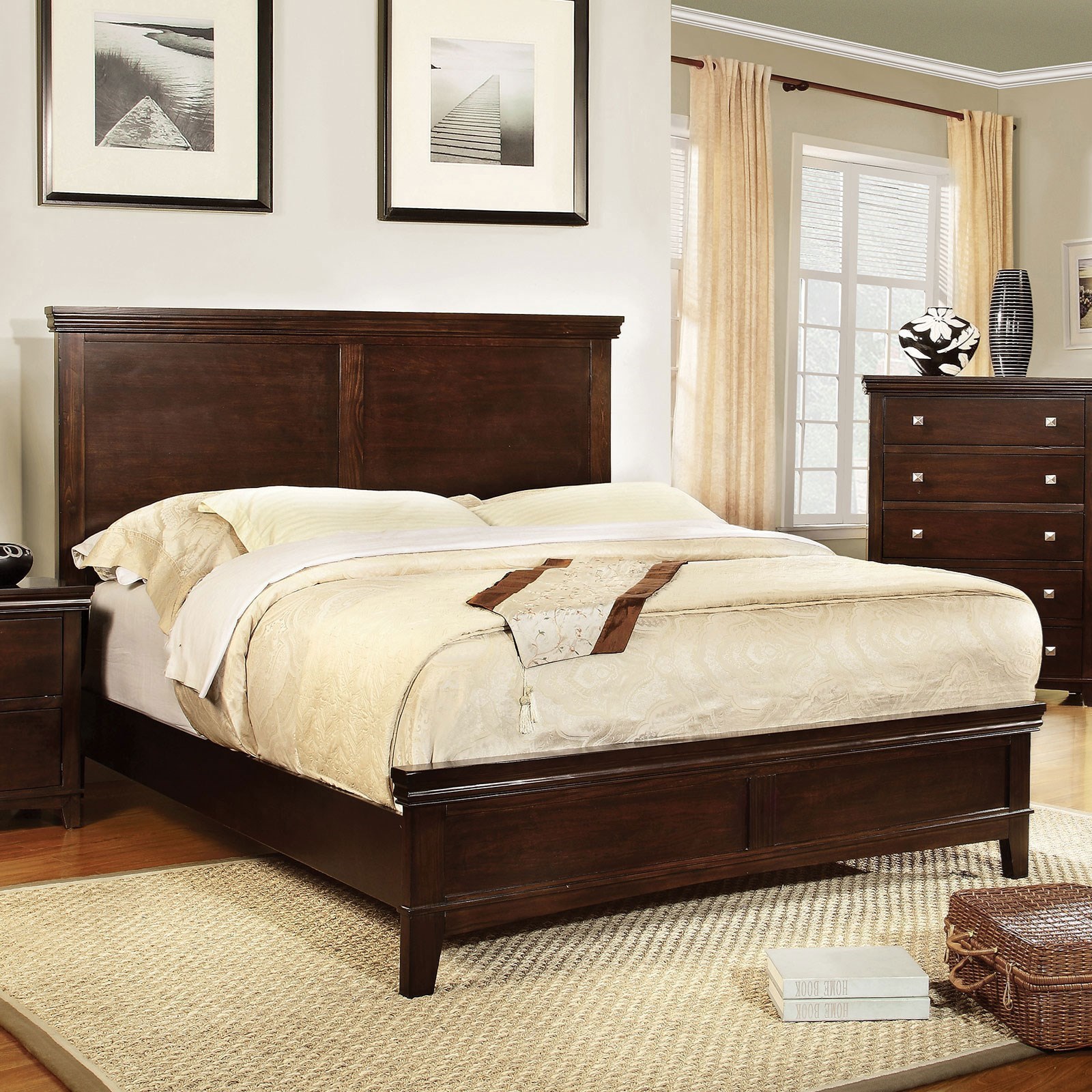Spruce Transitional California King Panel Platform Bed Household