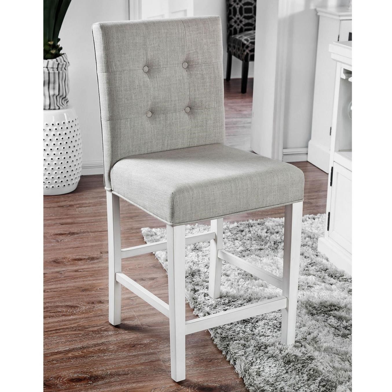 Furniture of America Sutton CM3390PC2PK Upholstered Counter Height Chair with Button Tufting