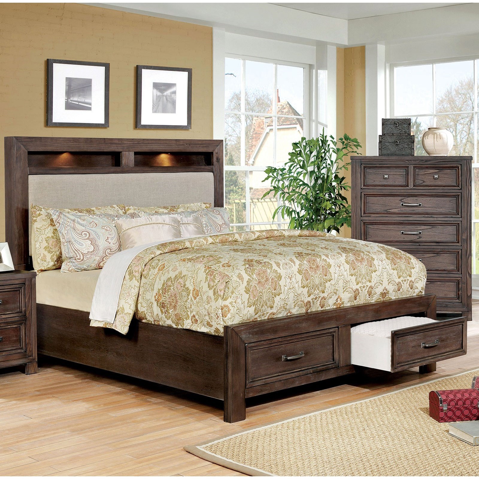 Furniture of America FOA Tywyn CM7365ACKBED Transitional California