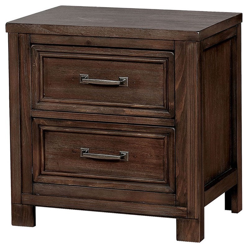 Furniture of America Tywyn CM7365AN Transitional 2Drawer Nightstand with FeltLined Top Drawer