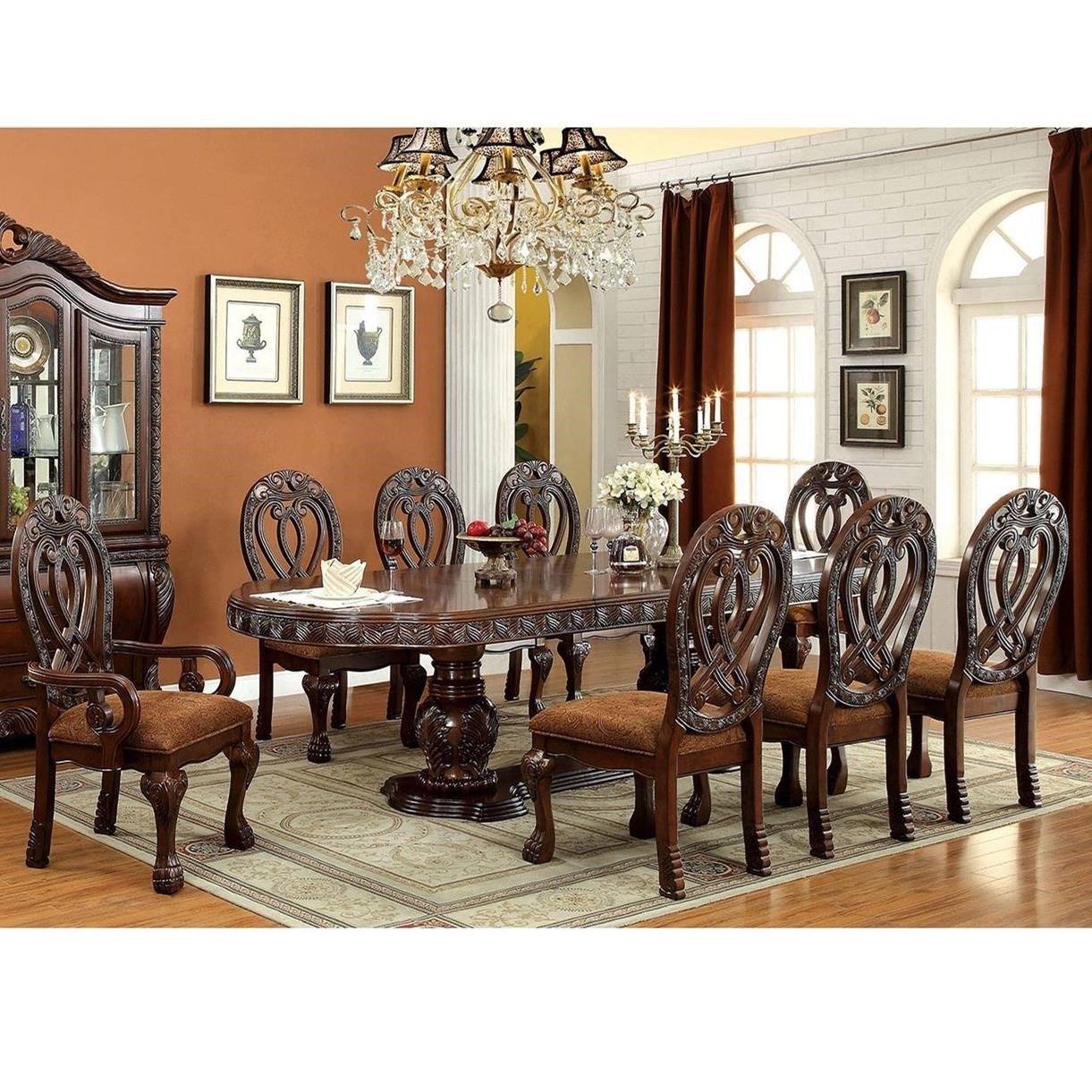 Furniture of America Wyndmere Traditional Nine Piece Dining Set Dream Home Interiors Dining Set