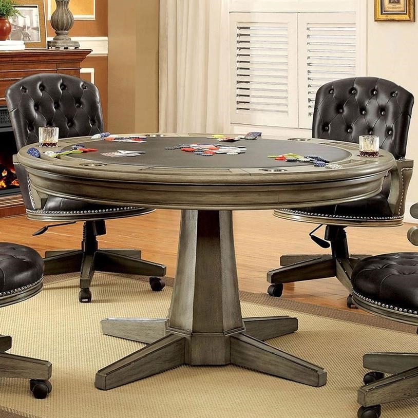 Furniture of America FOA Yelena CMGM357TTABLE Round Game Table with Interchangeable Top and