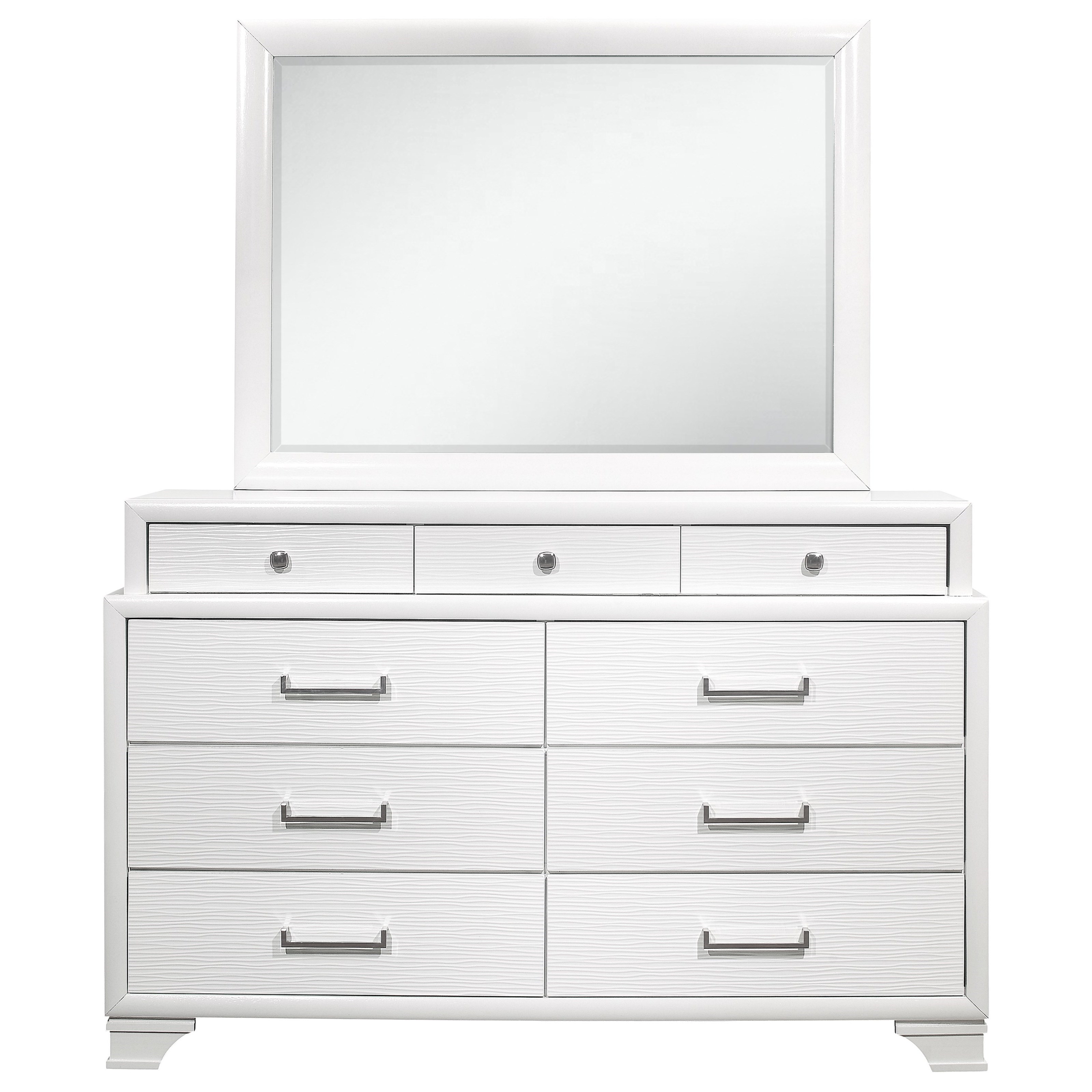 Global Furniture Jordyn White Transitional 9Drawer Dresser and Mirror Set Value City
