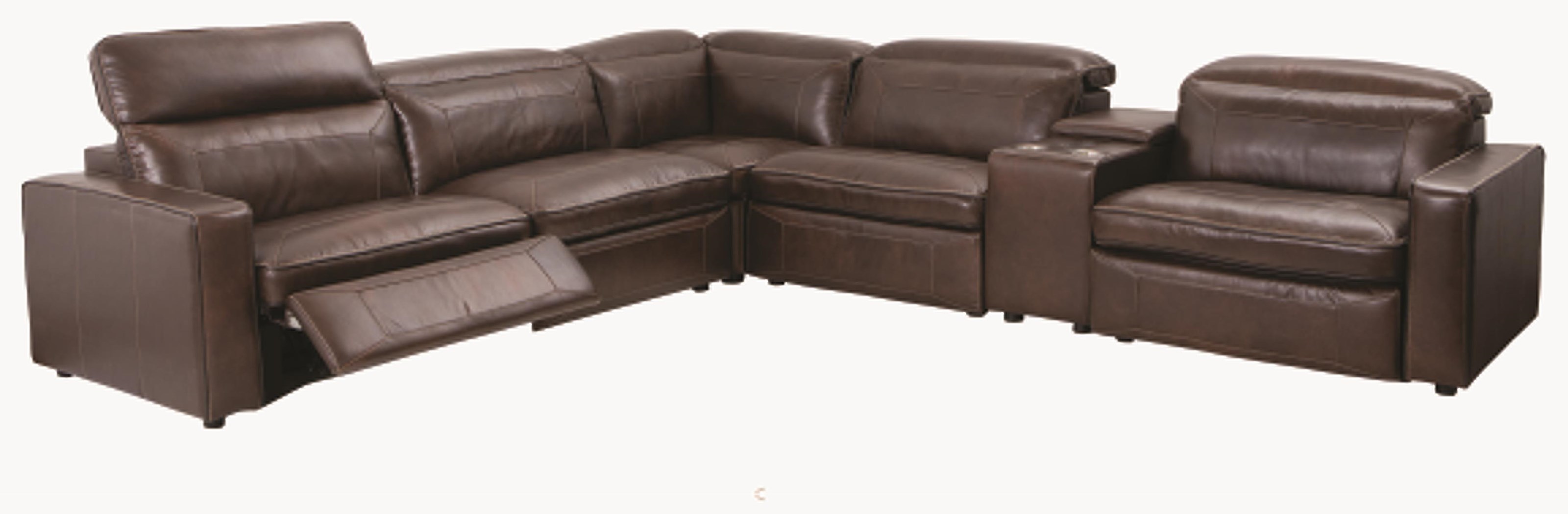 H317 Logistics 1570 6 Piece Top Grain Leather Match Power Sectional